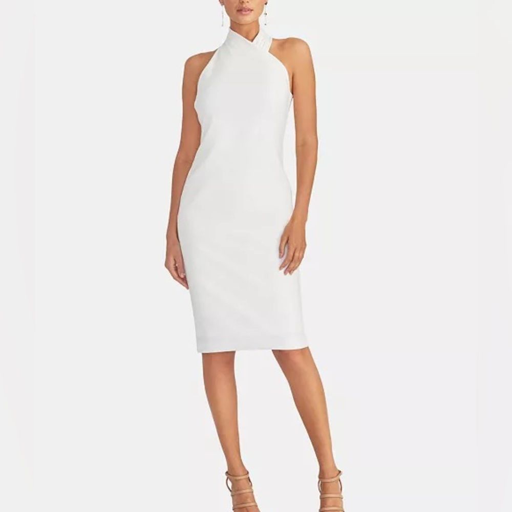 RACHEL RACHEL ROY Halter Sheath Dress White Wedding Work Shower
